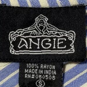 Angie womens casual short sleeve blue/white striped maxi dress